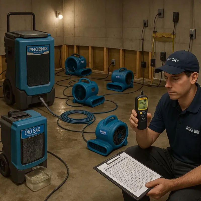 Structural Drying and Dehumidification process in Woburn, MA